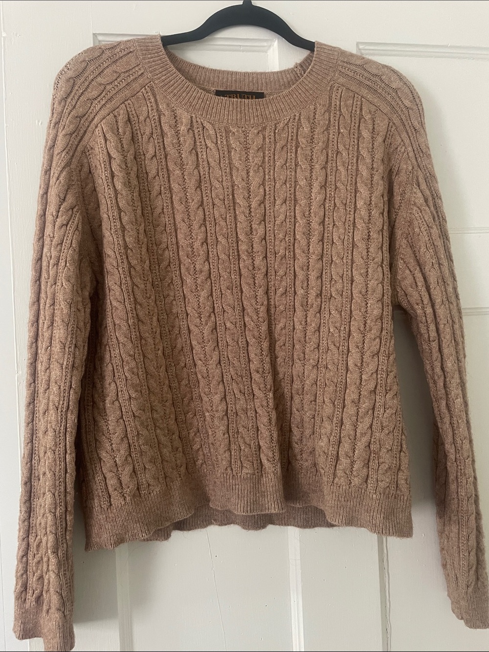 Truth Cable Knit Crew Neck Sweater in Light Taupe